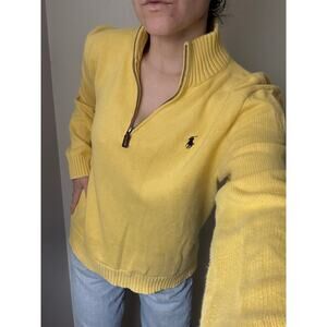 Vintage 90's / y2k Polo Ralph Lauren butter yellow quarter zip preppy coastal